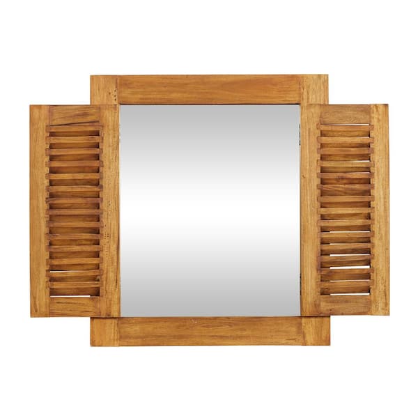 Litton Lane Brown Wood Rectangle Rustic Wall Mirror