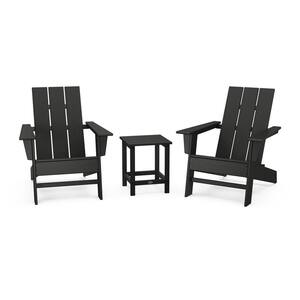 Grant Park Black Plastic Outdoor Adirondack Chair Plastic 3-Piece Set
