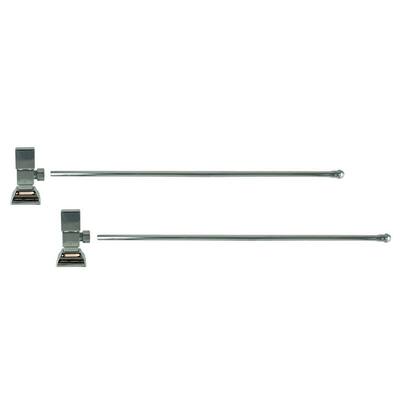 3/8 in. O.D x 20 in. Brass Rigid Lavatory Supply Lines with Square Handle Shutoff Valves in Polished Chrome