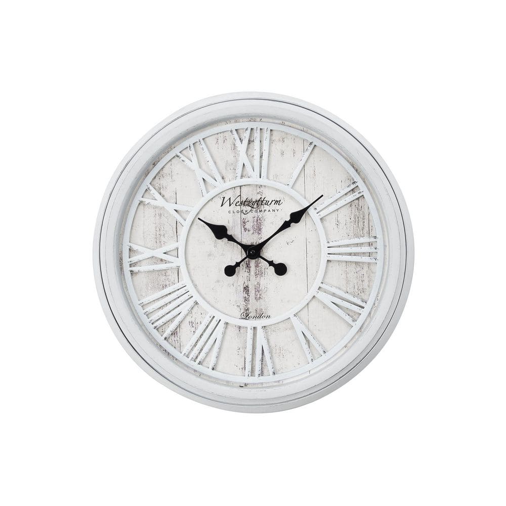 Classic 20 in. Round Gray White Metal and Plastic Transitional Wall ...