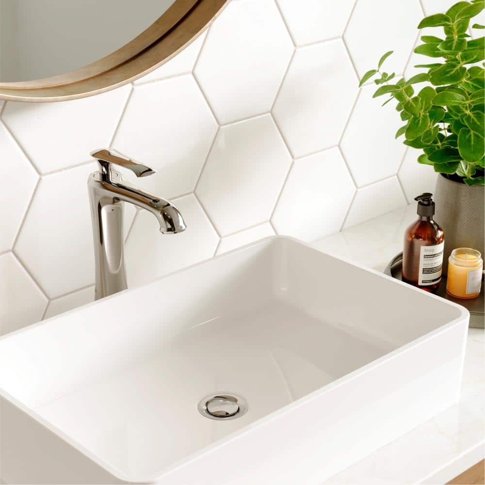 Chrome Single Handle Vessel Bathroom Faucet with Pop-Up Drain