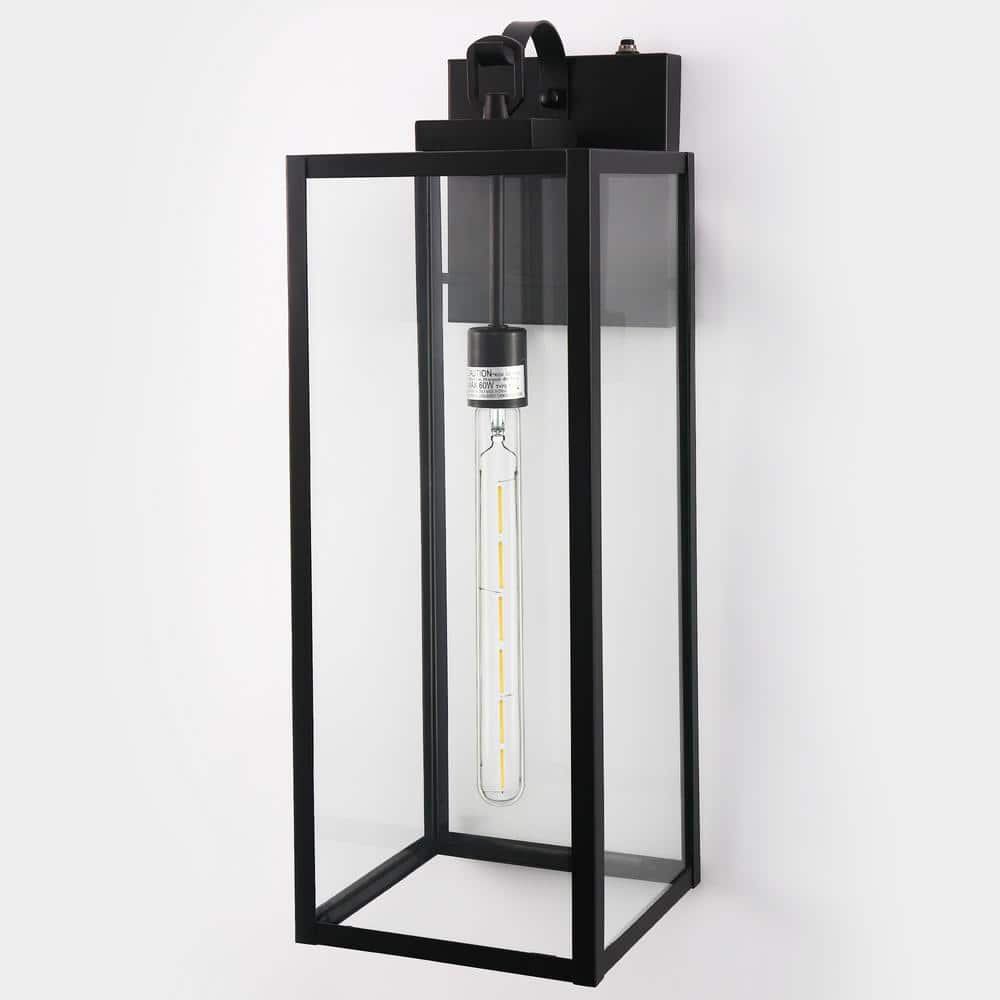 24 in. 2-Pack Black Dusk to Dawn Outdoor for Porch Doorway Lantern Sconce Wall Light and LED T30 Bulbs Included price history on PriceWatchPro
