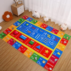 Multi-Colored 3 ft. x 5 ft. Kids Children Bedroom Playroom ABC Alphabet Numbers Shapes Educational Learning Area Rug