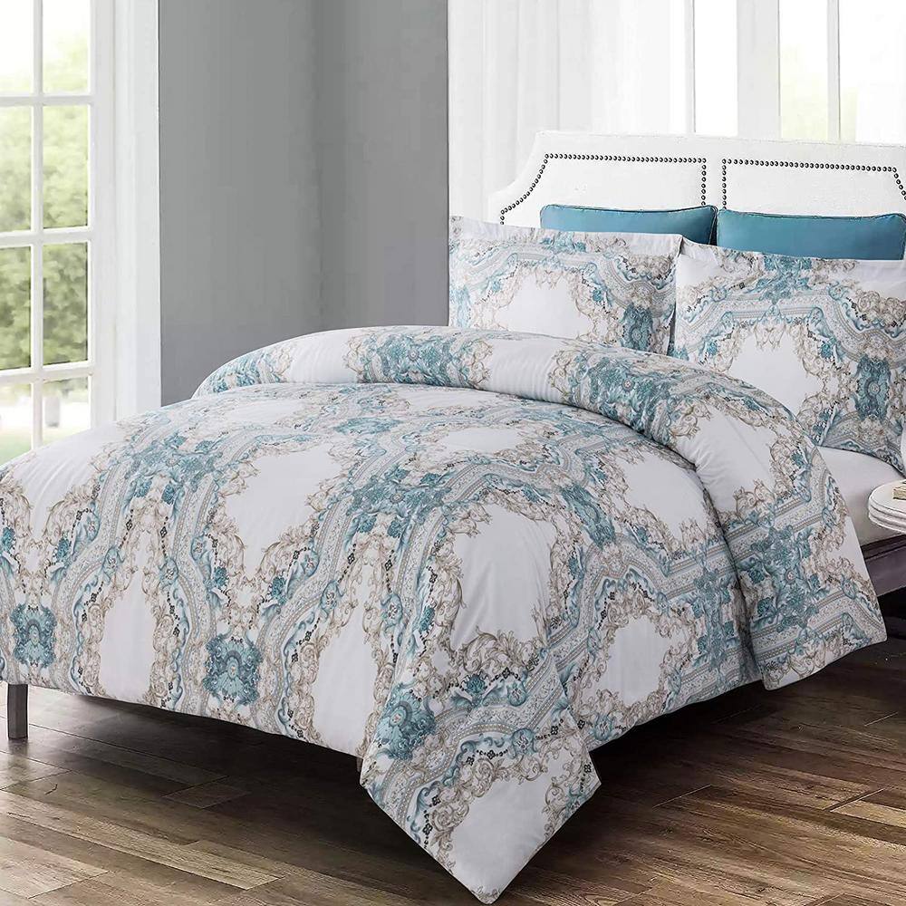 Shatex 3-Pieces Floral Multi-Colored Polyester Queen Bedding Comforter ...