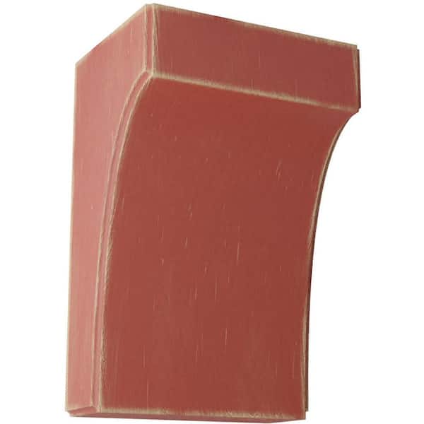 Ekena Millwork 5-1/4 in. x 8 in. x 4 in. Salvage Red Clarksville Wood Vintage Decor Bracket
