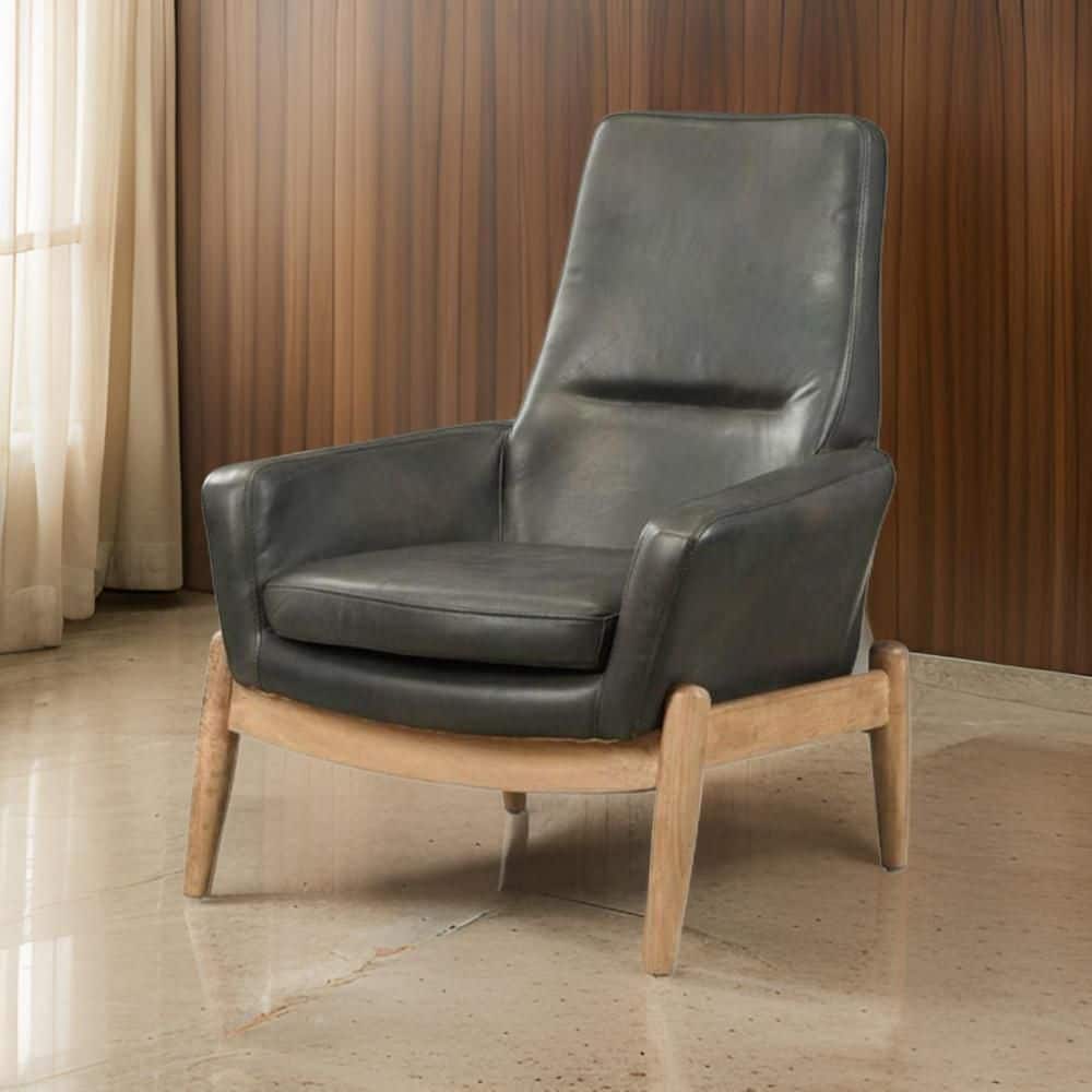 UPC 192551214729 product image for Black Leather Accent Chair | upcitemdb.com