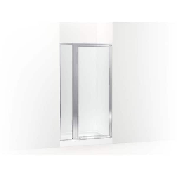 Attend 48 in. W x 69 in. H Pivot Framed Shower Door in Bright Silver