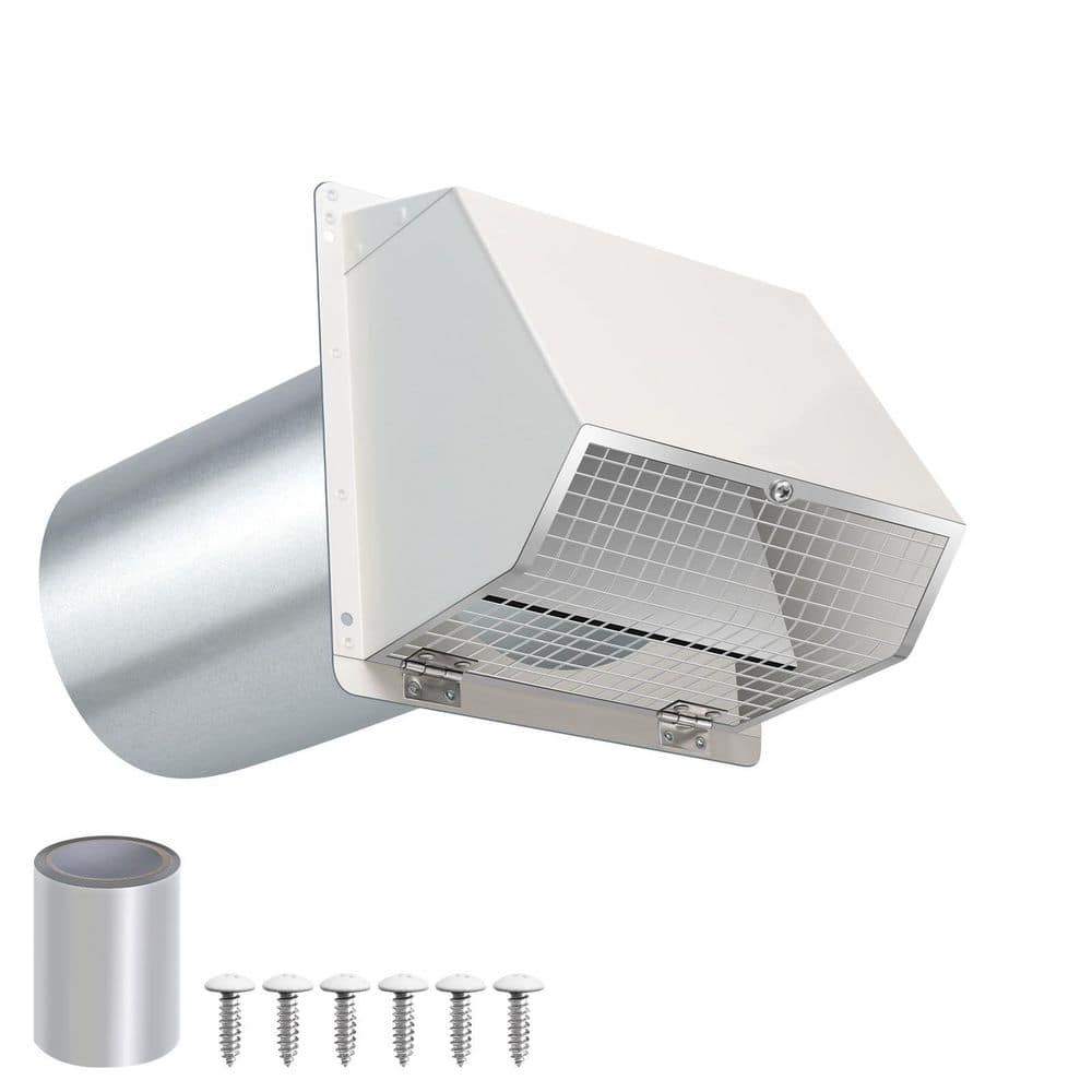 "6"" White Hooded Wall Exhaust Vent with Screen and Damper, Galvanized Steel, 1-Pack" price history on PriceWatchPro