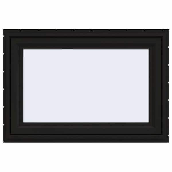 36 in. x 30 in. V-4500 Series Black FiniShield Vinyl Awning Window with Fiberglass Mesh Screen