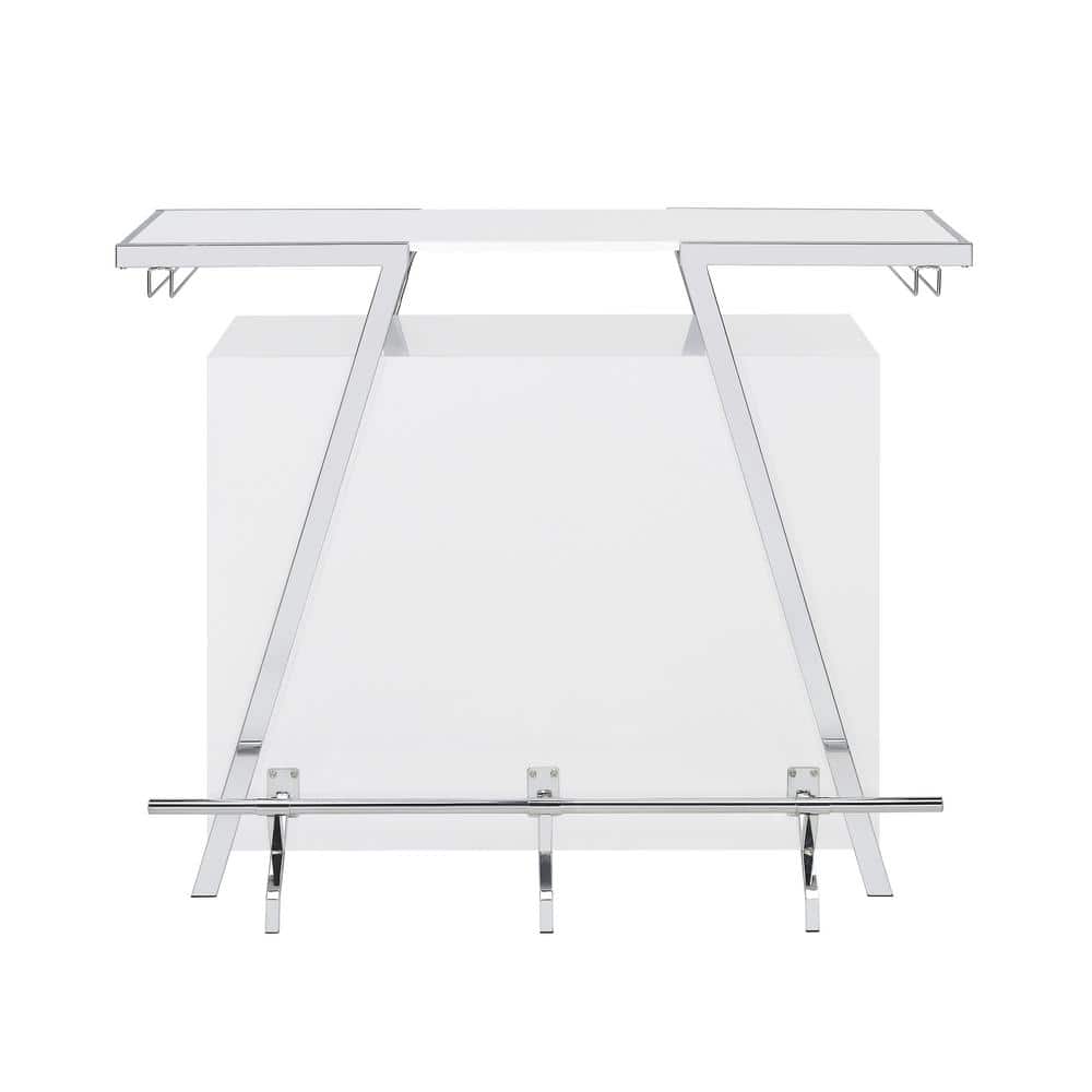 Zena 3-Piece White and Chrome Acrylic Bar Set with LED Lights