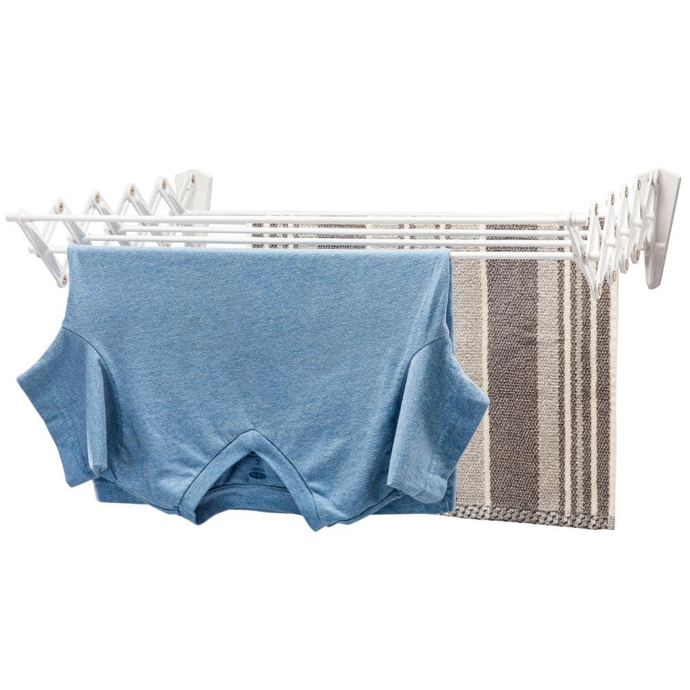 White Collapsible Wall-Mount Metal Drying Rack, 24 Inches
