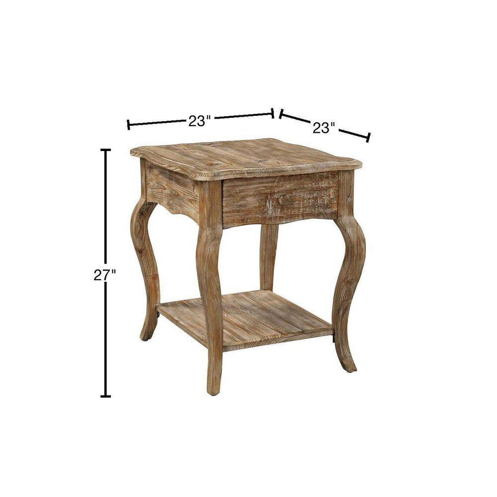 Rustic Driftwood Reclaimed Wood End Table with Storage