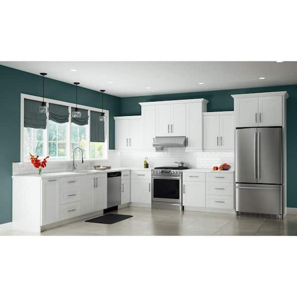 Washington Vesper White Plywood Shaker Assembled Kitchen Cabinet Refrigerator End Panel 24 in. W x 1.5 in. D x 90 in. H