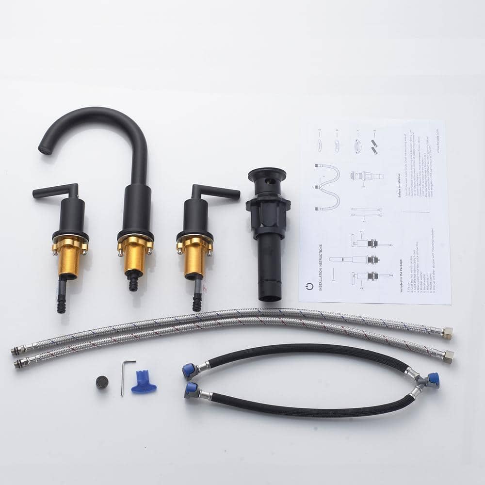 Matte Black Brass 8-inch Widespread Bathroom Faucet