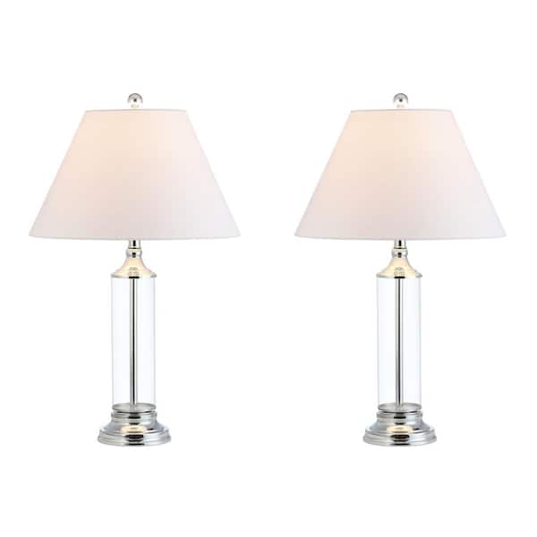 Clear Chrome Glass Table Lamp Set, Astor Floor Lamp