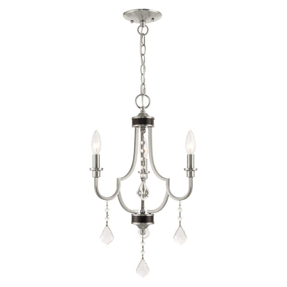 Bradshaw 3-Light Brushed Nickel Mini Chandelier with Clear Crystals price history on PriceWatchPro