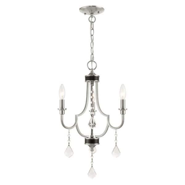AVIANCE LIGHTING Bradshaw 3-Light Brushed Nickel Mini Chandelier with Clear Crystals