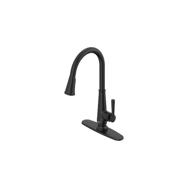 Palestra Single Handle Pull Down Sprayer Kitchen Faucet with Dual Spray in Matte Black