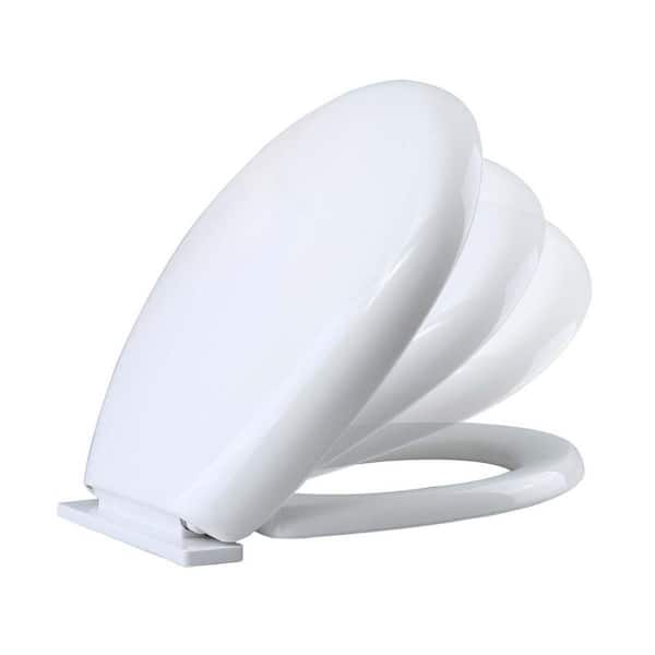 RENOVATORS SUPPLY MANUFACTURING Round Slow Close Plastic Soft Close Front Toilet Seat with Adjustable Hardware in White