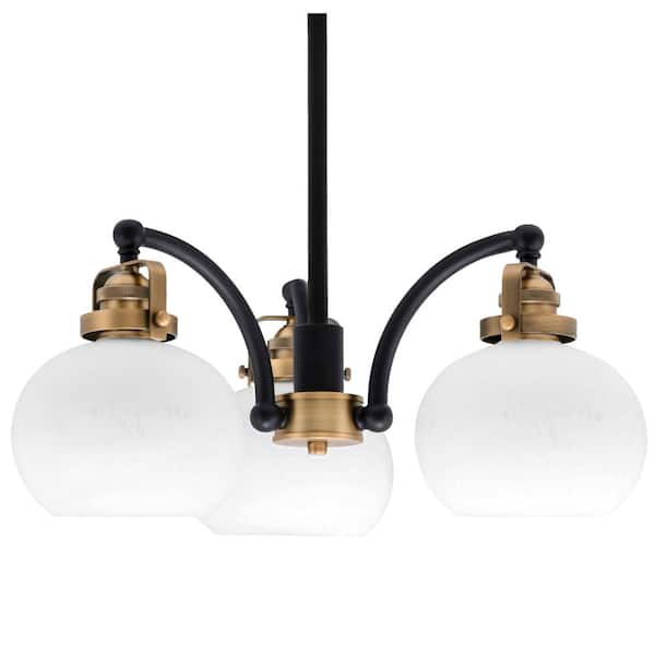 Unbranded Richmond 26.75 in. 3 Light Vanity Light Matte Black and Painted Woodlook Metal with 7 in. White Muslin no bulbs included