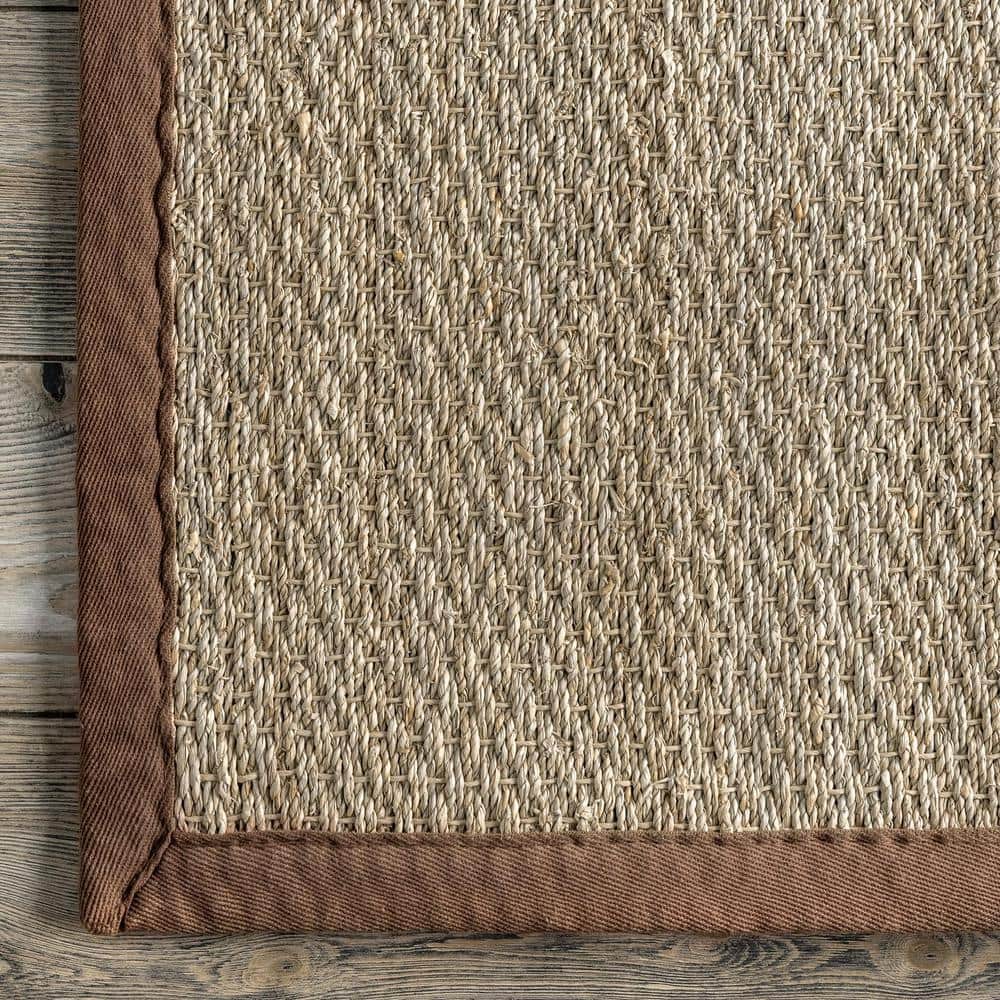 Elijah Brown Seagrass Round Area Rug with Border