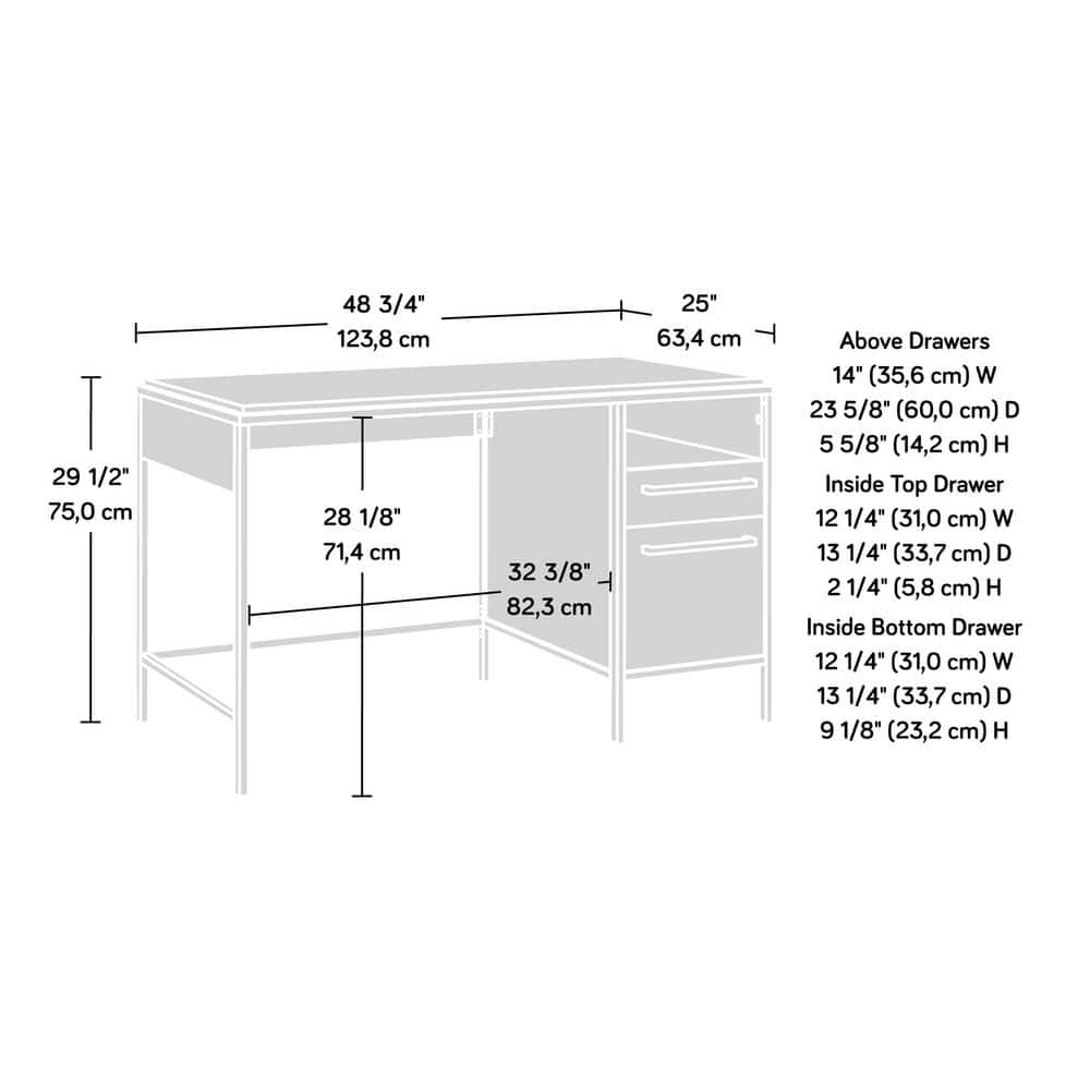 Kiln Acacia Wood Desk with Drawer and Filing Cabinet
