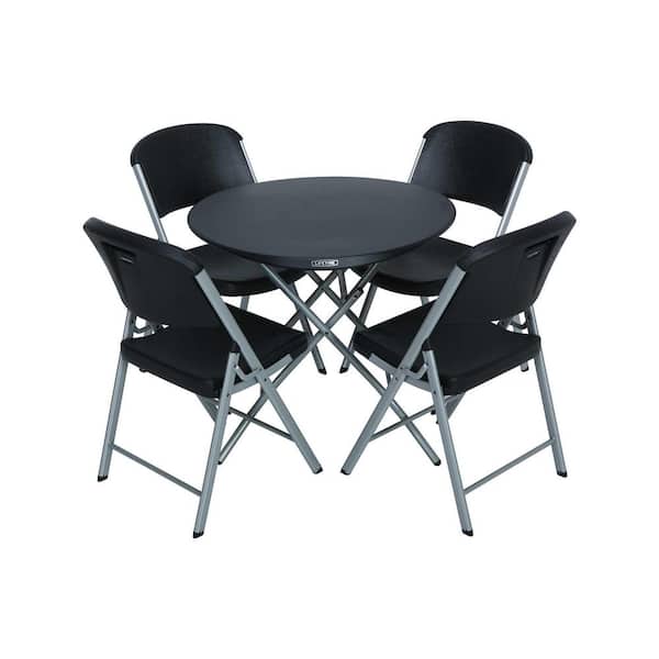 Lifetime 5-Piece Black Portable Folding Table Set