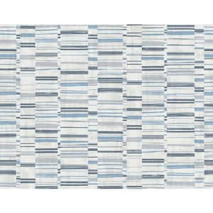 Fresnaye Blue Linen Stripe Blue Wallpaper Sample