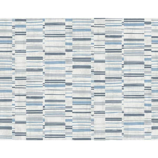 A-Street Prints Fresnaye Blue Linen Stripe Blue Wallpaper Sample