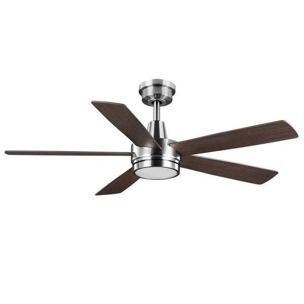 Hampton Bay Fanelee 54 In White Color Changing Brushed Nickel Smart Ceiling Fan With Remote Control And Google Nest Mini Chalk 21999 The Home Depot Brushed Nickel Smart Ceiling Fan, Nest Ceiling Fan