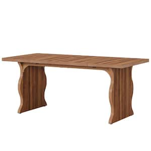 Halseey 63 in. Rectangular Walnut-color Wood Large Computer Desk, Modern Executive Desk Writing Table Home Office Desk