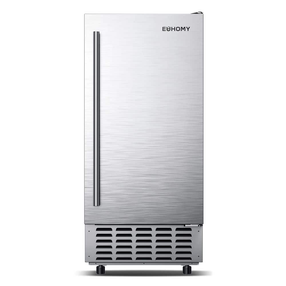 15 in. 66lb./24H Nugget Ice Maker, Bulit-in/Freestanding, Freezer and Ice Machine in Silver, Self-Cleaning LED Display
