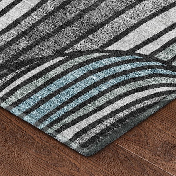 Mayfield Premium Machine Washable Abstract AMF2546 Black 2 ft. x 3 ft. Accent Rug