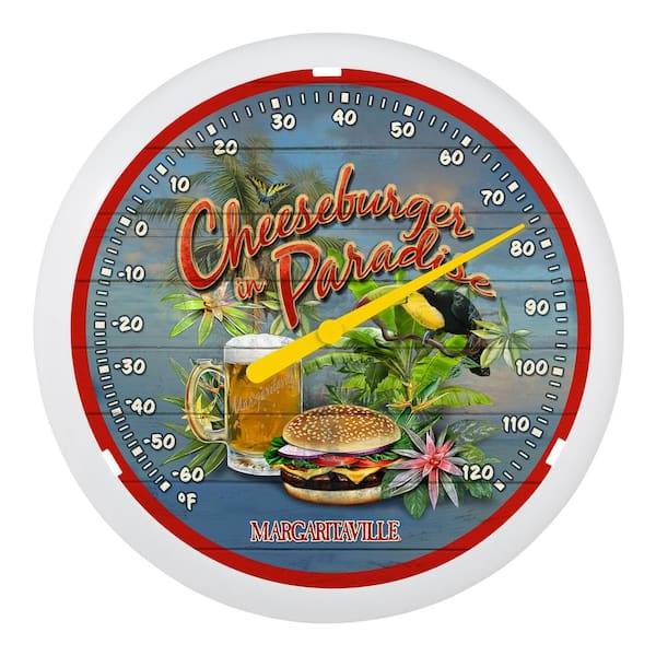 La Crosse 13.25-inch "Cheeseburger in Paradise" Margaritaville Analog Dial Thermometer