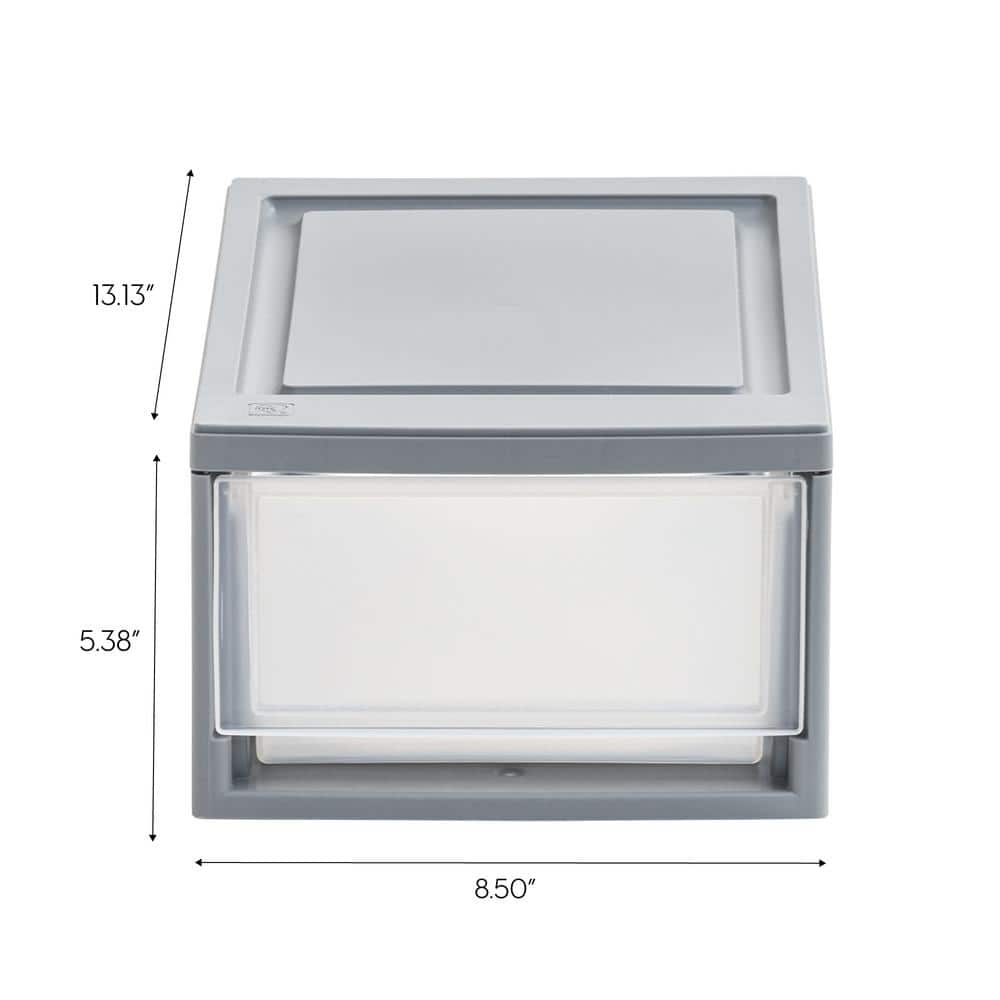 14 Quart Clear Stackable Plastic Storage Drawers, Set of 4