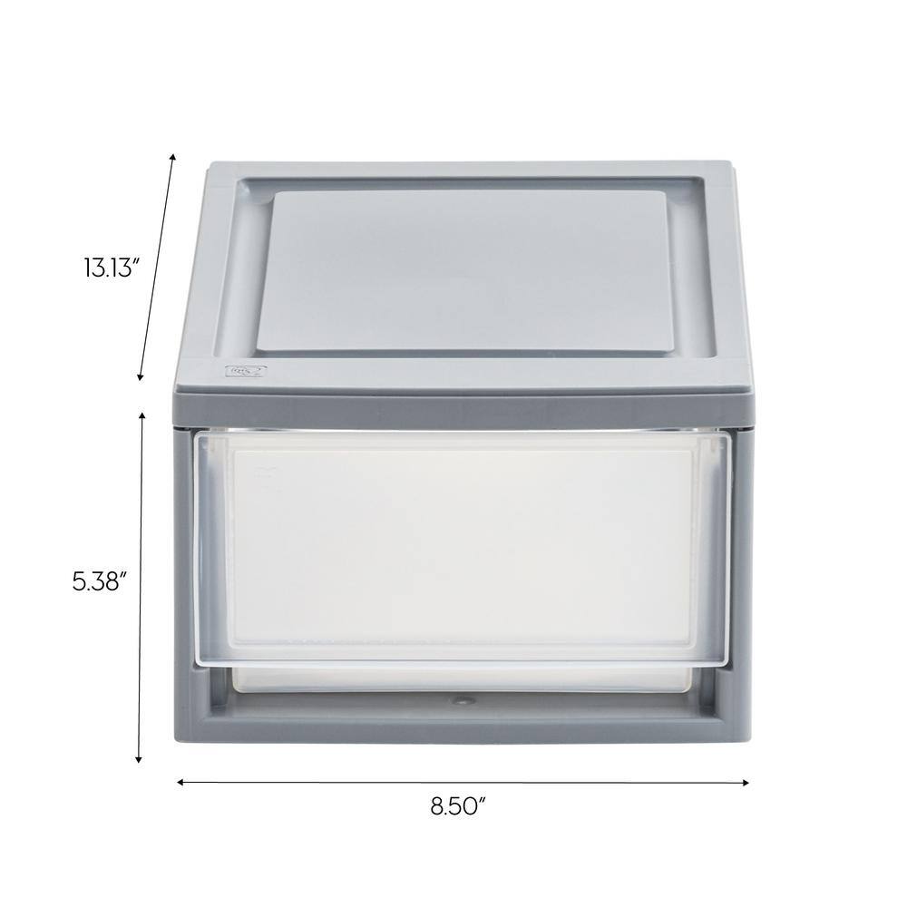 Gray Mini Stackable Plastic Storage Drawer Set