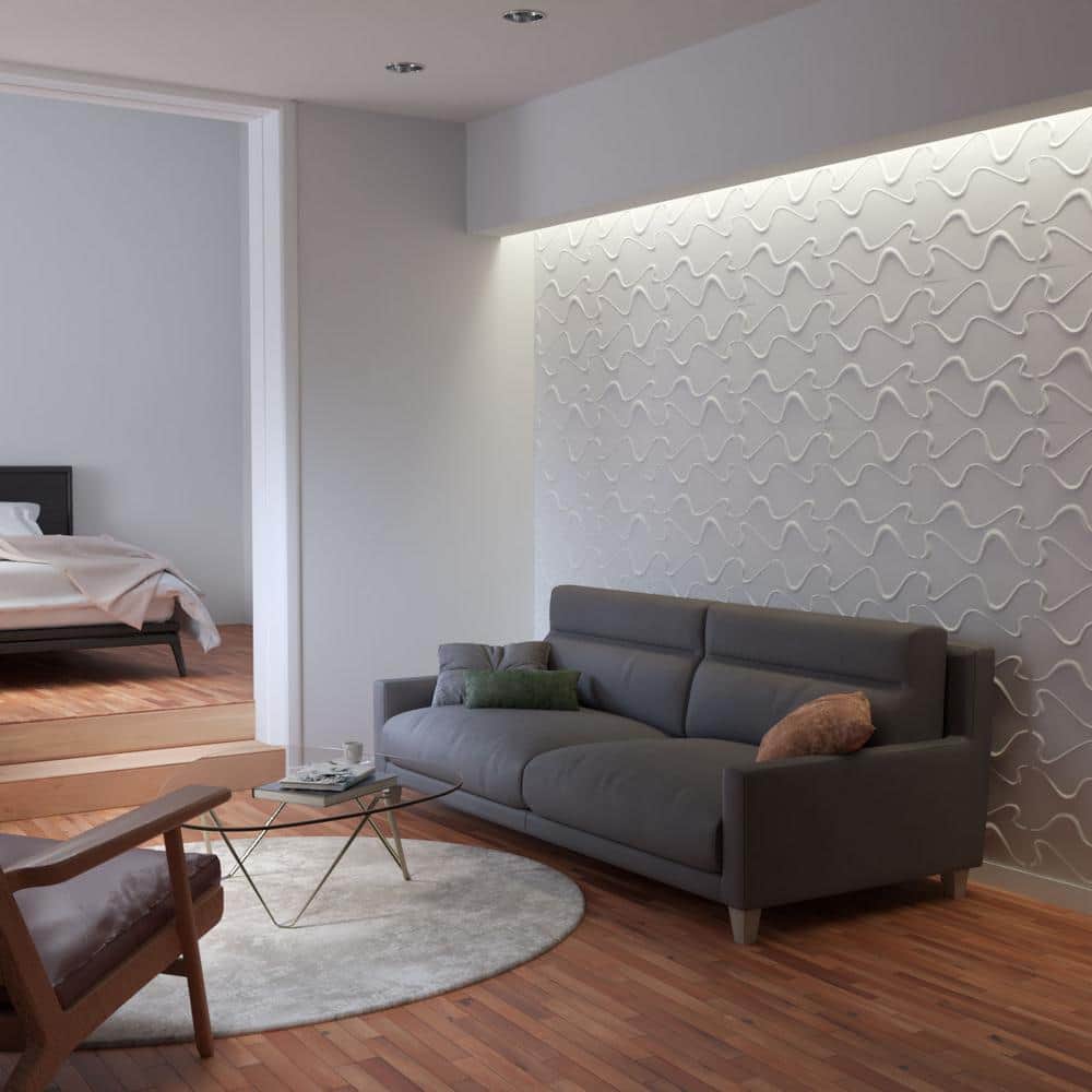 White Textured PVC 3D Decorative Wall Panel 19.63" x 19.63"