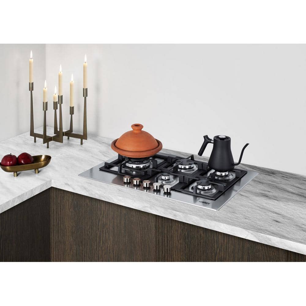 30" Stainless Steel 5-Burner Gas Cooktop with Cast Iron Grates