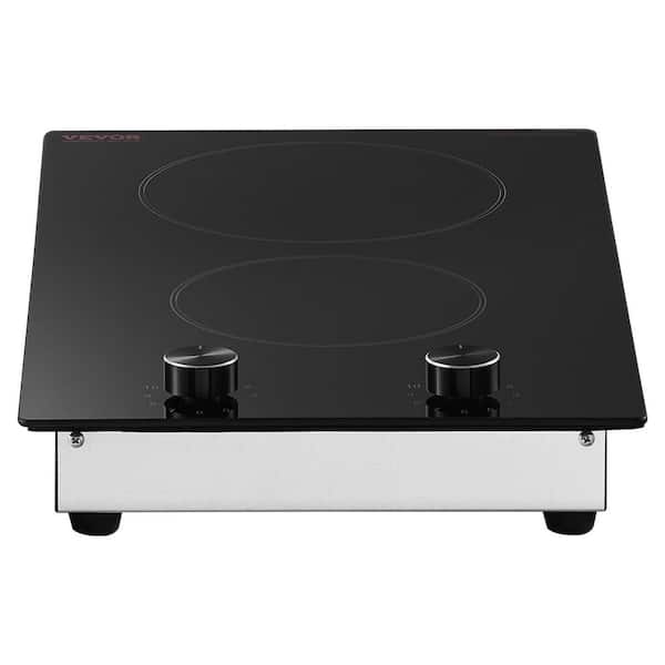 Built-In Electric Cooktop Radiant Ceramic Cooktop 2-Burners 12 in., 7200 W Electric Stove Top with Glass Panel, Black