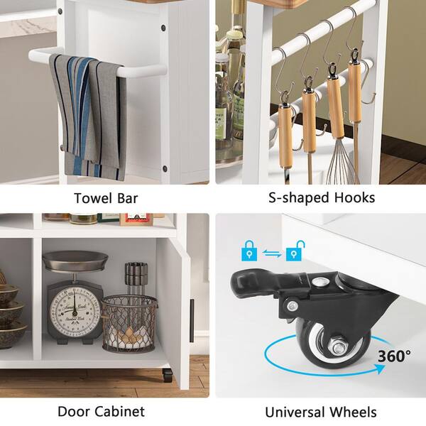 Storage Cabinet Towel Rack And Hooks, Kitchen Island Towel Bar With Hooks