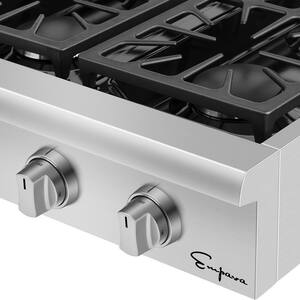 48 in. Pro-Style Slide-In Natural Gas Rangetop with 6-Burners and Infrared Griddle in Stainless Steel