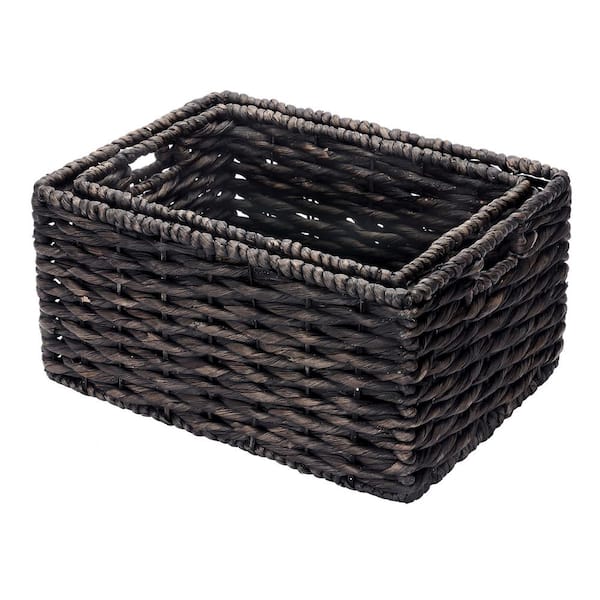 Black Oval Metal Nested Baskets by Handcrafted 4 Home Set of 3 