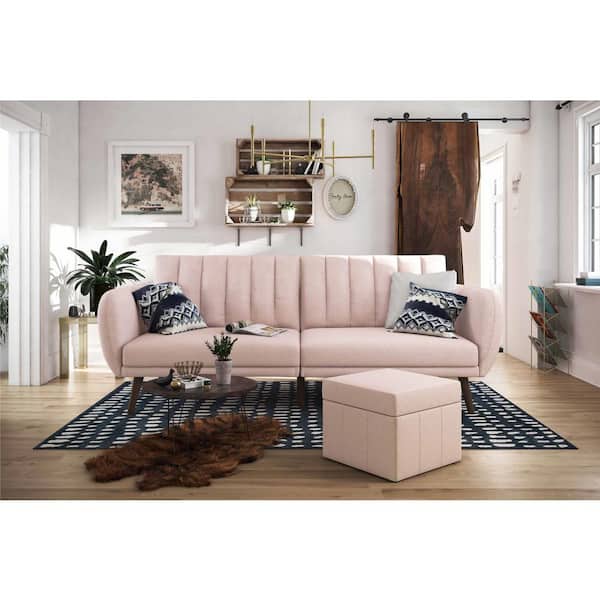 Novogratz Brittany Pink Linen Futon Convertible