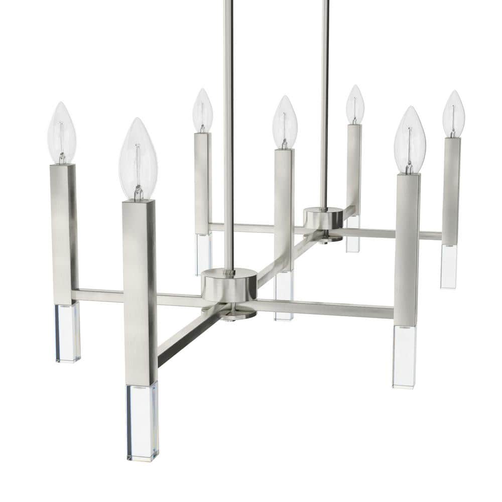Sunjai Brushed Nickel 7-Light Linear Candlestick Chandelier