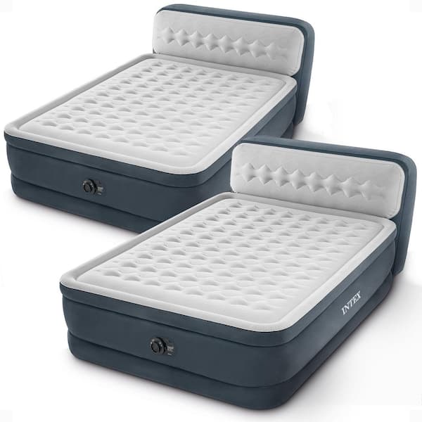 Dura Beam Ultra Plush Headboard Airbed 18 in. Mattress with Built in Pump, Queen (2-Pack)