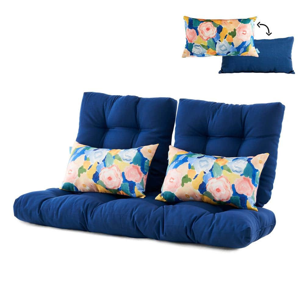 Blazing Needles Indoor/Outdoor Bench Cushion, Azul