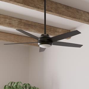 Zayden 52 in. Integrated LED Indoor Matte Black Ceiling Fan with Light Kit and Remote Included