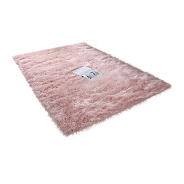 Amazing Rugs "Cozy Collection" Ultra Soft Fluffy Faux Fur Sheepskin Area Rug in Pink (5x7)