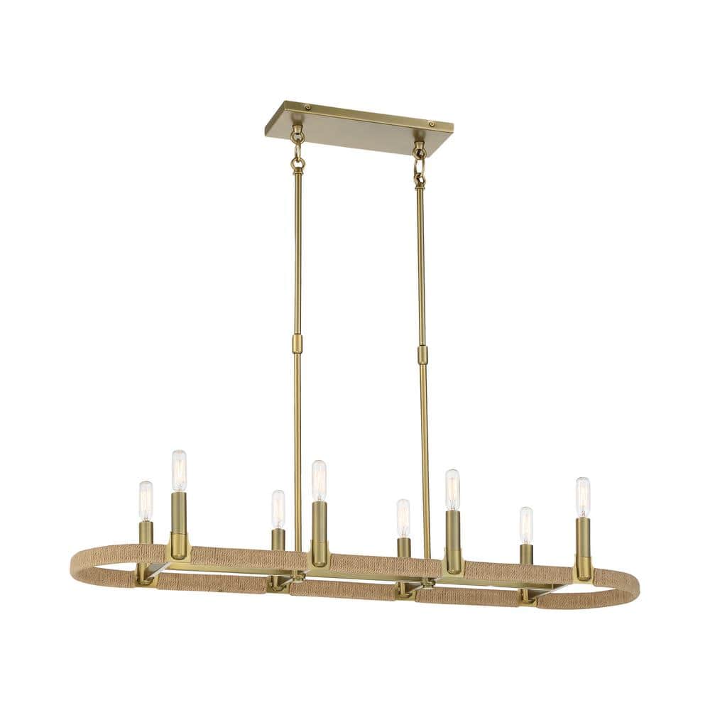 Windward Passage 8-Light Soft Brass Island Chandelier with Natural Brown Rope price history on PriceWatchPro