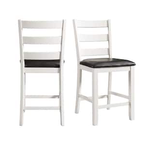 Kona 25 in. White High Back Wood Counter Height Side Chair Set (Set of 2)
